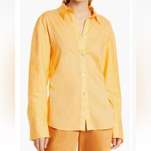 Vince Tangelo Orange Sculpted Cotton Voile Button-Up Shirt Woman’s Size XXS